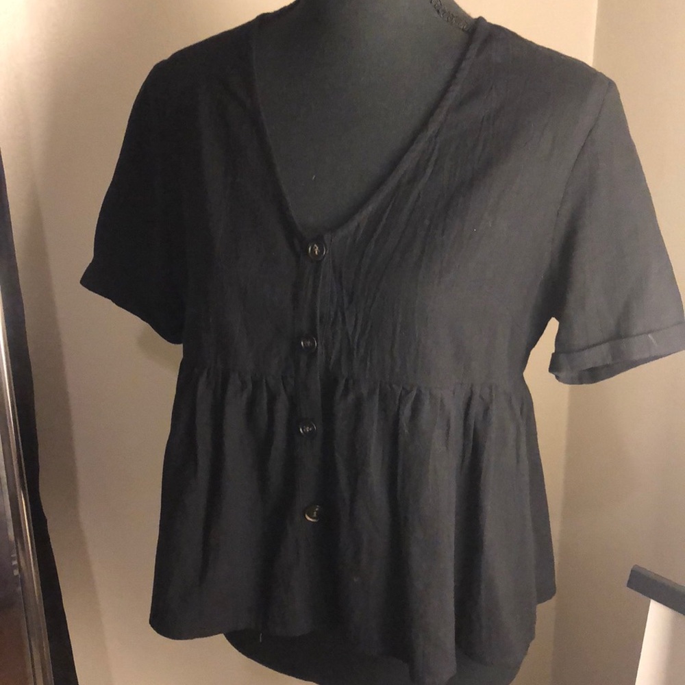 Black Linen Blouse
